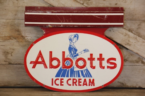 Abbotts Ice Cream Embossed Double-Sided Tin Sign