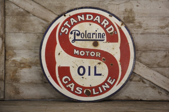 Standard Polarine Oil Gasoline Double-Sided Porcelain Sign