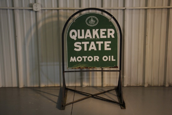 Quaker State Motor Oil Sign w/Original Stand