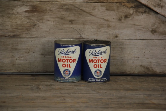 Lot of 2 Packard Automobile Motor Oil Cans