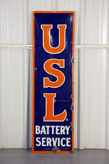 USL Battery Service Vertical Porcelain Sign