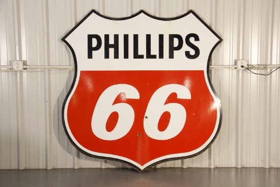 Phillips 66 Gas Station Double-Sided Porcelain Sign
