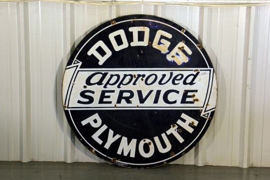 Dodge Plymouth Approved Service Double-Sided Porcelain Sign