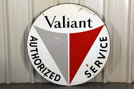 Valiant Authorized Service Dealership Double-Sided Porcelain Sign