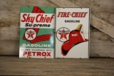 Lot of 2 Texaco Fire Chief & Sky Chief Pump Plate Signs