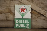 1954 Texaco Diesel Fuel 2 Porcelain Pump Plate Sign