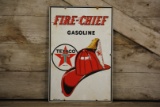 1947 Texaco Fire Chief Pump Plate Porcelain Sign