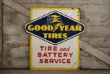 Goodyear Tire &  Battery Service Embossed Tin Sign