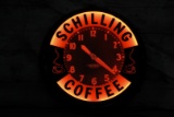 Glo Dial Neon Schilling Coffee Advertising Clock