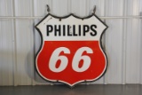 Phillips 66 Double-Sided Porcelain Sign - in Original Frame - 48