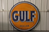 GULF Dealer Gas Station Double-Sided Porcelain Sign - 66