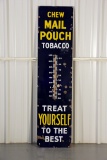 Chew Mail Pouch Tobacco Porcelain Thermometer Sign