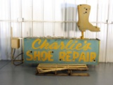 Charlie's Shoe Repair Double-Sided Neon Can Sign w/Boot