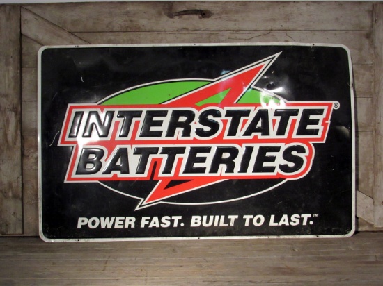 Vintage Interstate Batteries Aluminum Sign