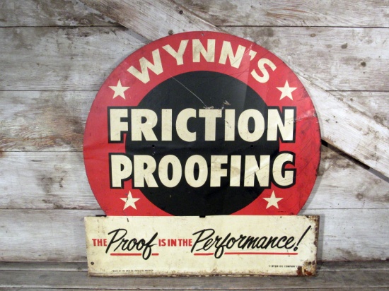 Vintage Wynn's Friction Proofing Oil Metal Sign