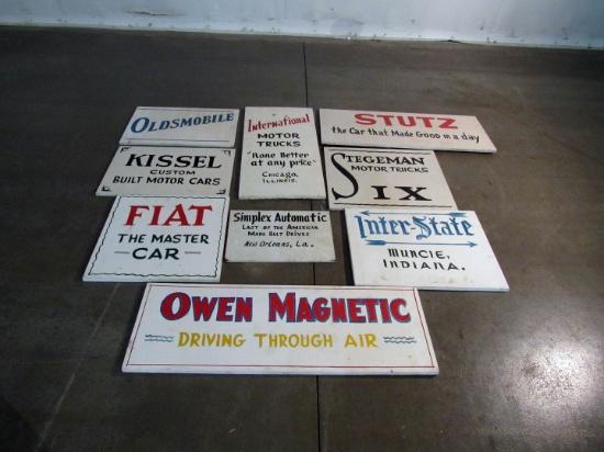 9 Vintage Painted Car Related Plywood Signs