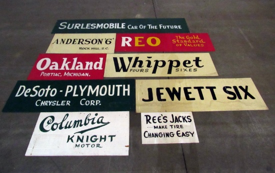 9 Vintage Handpainted Car Related Panelling Signs