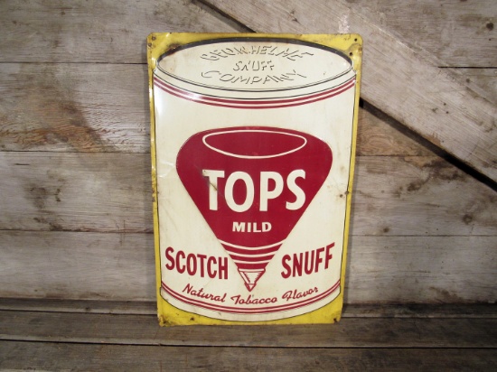 Vintage Tops Scotch Snuff Tin Tobacco Sign