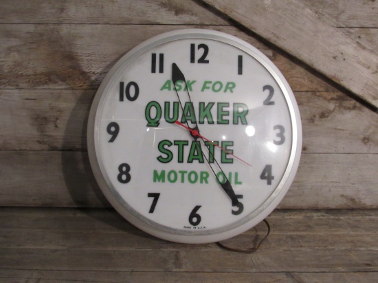 Vintage Quaker State Motor Oil Clock Works