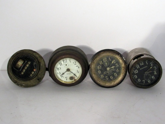 3 Vintage Dash Clocks and 1 Speedometer