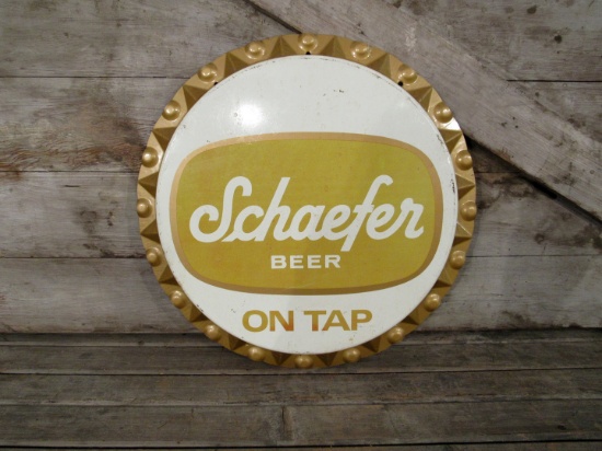 Vintage Schaefer Beer On Tap Bottle Cap Sign