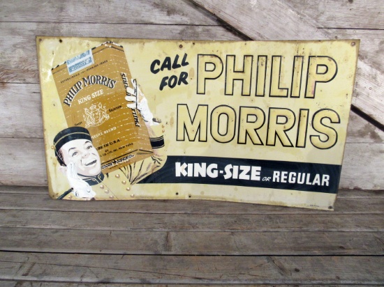 Vintage Philip Morris Metal Cigarette Sign