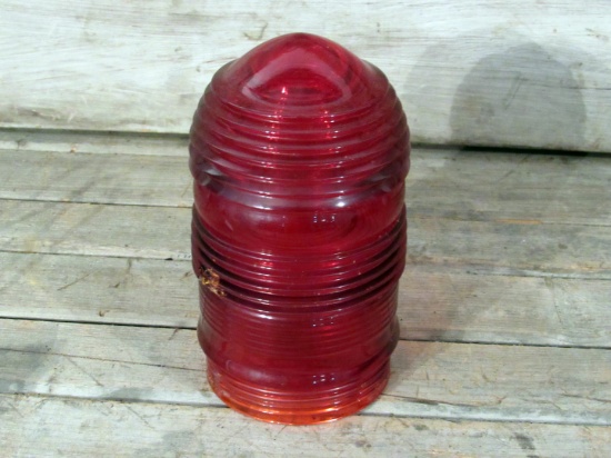 Vintage Red Ribbed Glass Globe