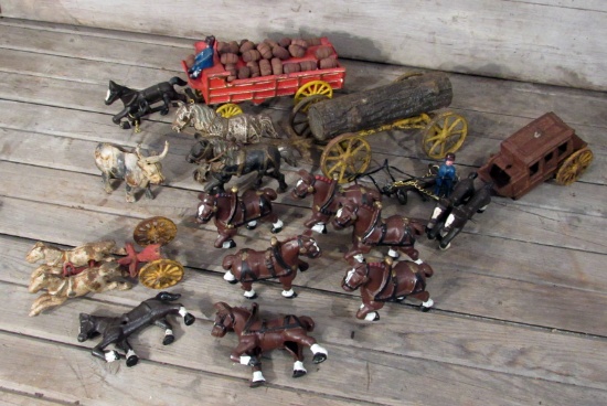 Reproduction Cast Iron Toy Horses and Wagons