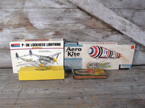 Vintage Model Airplane, Ship and Aero Kite Plastic Models