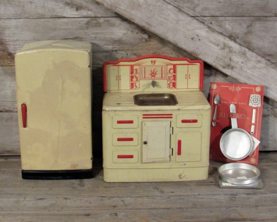 Vintage Tin Toy Kitchen Set