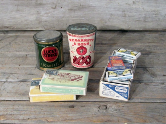 Vintage Playing Cards, Lucky Strike Tin and Matches