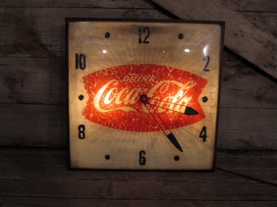 Vintage Coca Cola Fishtail Light Up Clock