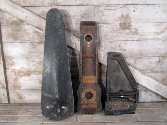 2 Vintage Harp Type Instruments with Case