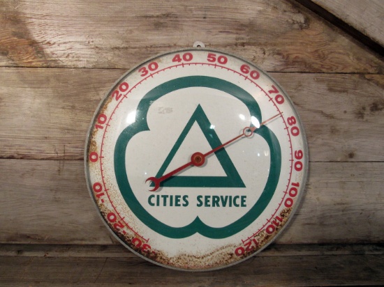 Vintage Cities Service Round Thermometer