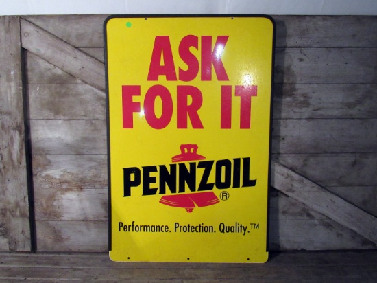 Vintage Pennzoil Ask For It Metal Advertising Sign