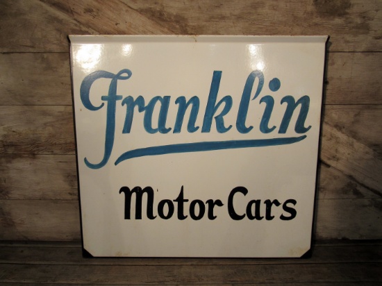 Vintage Hand Painted Franklin Motor Cars Porcelain Sign