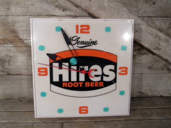 Vintage Genuine Hires Root Beer Lighted Plastic Clock