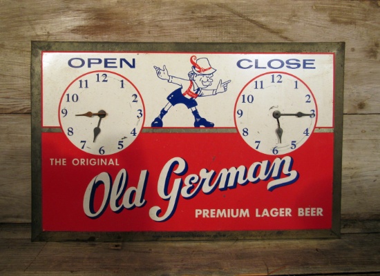 Vintage Old German Lager Beer Open/Close Metal Easel Sign