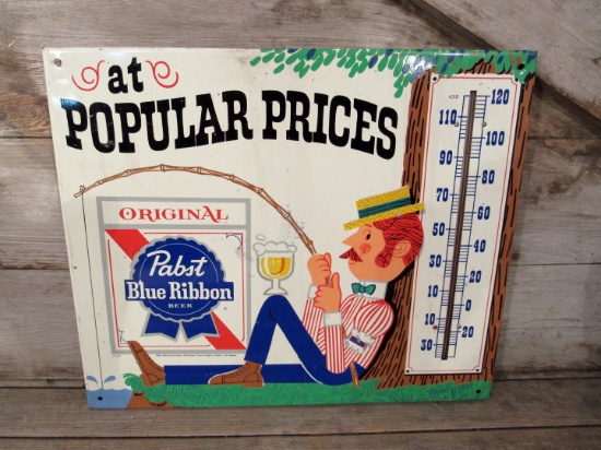 Vintage Metal Pabst Blue Ribbon Thermometer