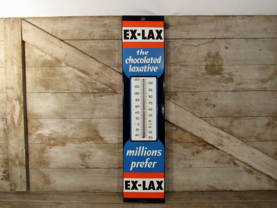Vintage Porcelain Ex Lax Metal Thermometer