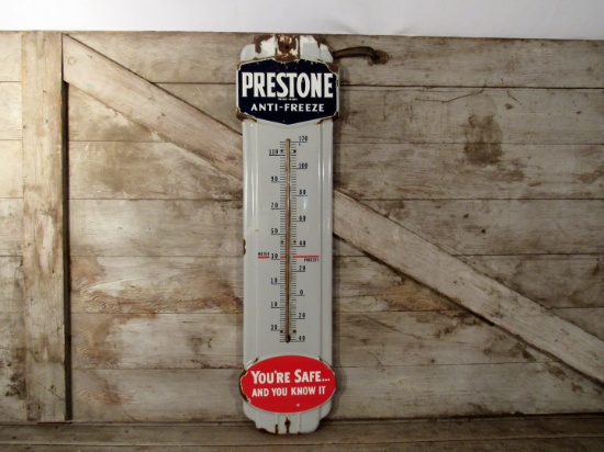 Vintage Porcelain Prestone Anti Freeze Thermometer