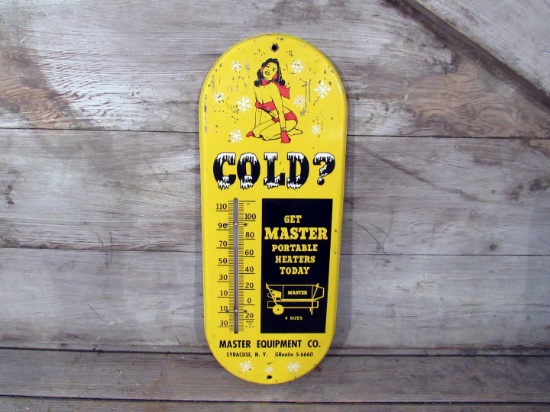 Vintage Master Portable Heaters Pin Up Thermometer