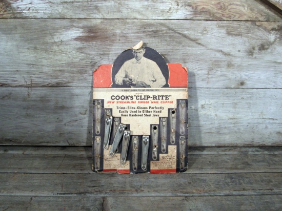 Vintage Cook's Clip Rite Nail Clippers Display