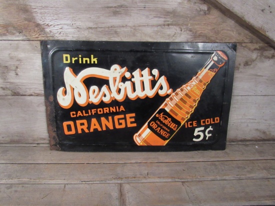 Vintage Nesbitt's Embossed California Orange Tin Sign