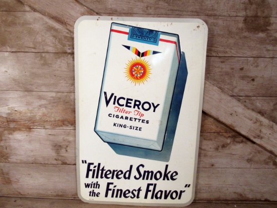 Vintage Viceroy Cigarettes Tin Embossed Sign