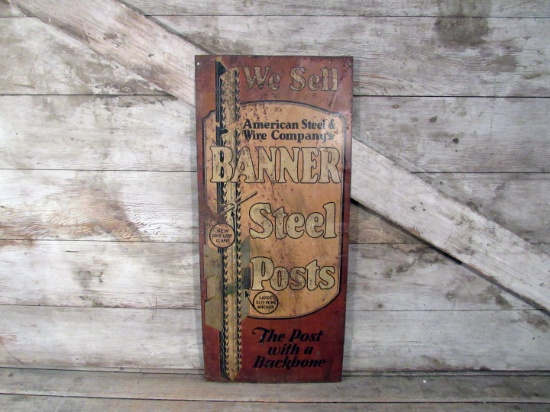 Vintage Banner Steel Posts Tin Sign