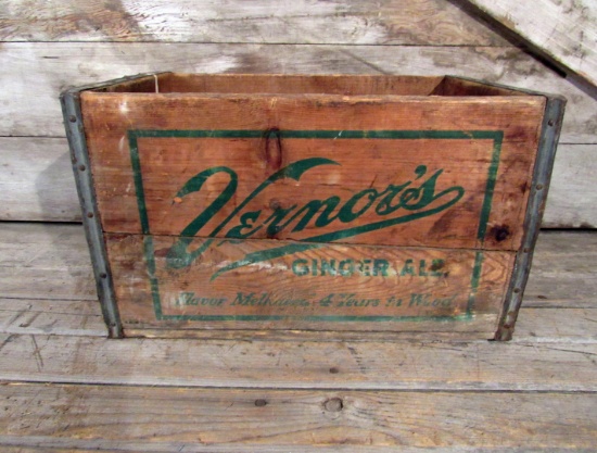 Vintage Vernors Ginger Ale Wood Crate