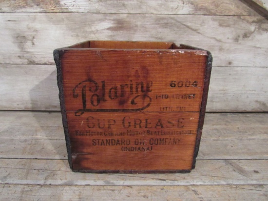 Vintage Polarine Cup Grease Standard Oil Wood Box Crate