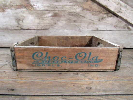 Vintage Choc Ola Chocolate Drink Wood Crate Indianapolis Indiana