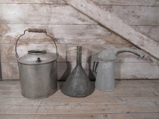 Vintage Oil Funnel and Cans